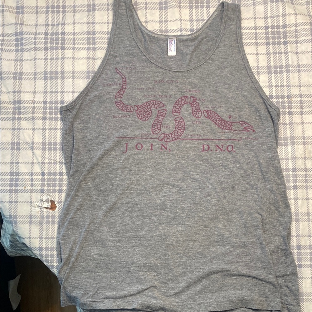 Gray Tank Top with Pink Snake Graphic